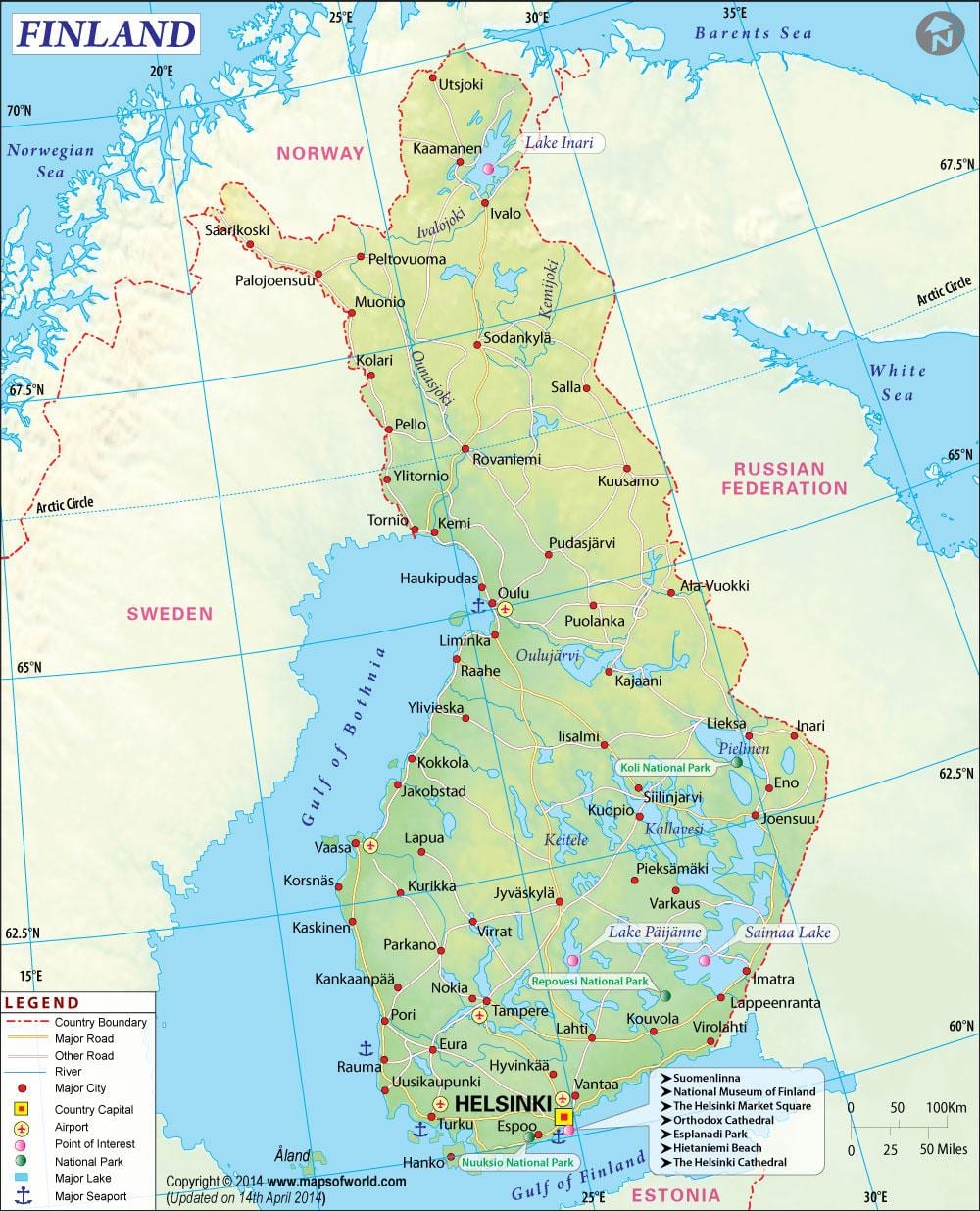 Kartes Somijas ģeogrāfiju