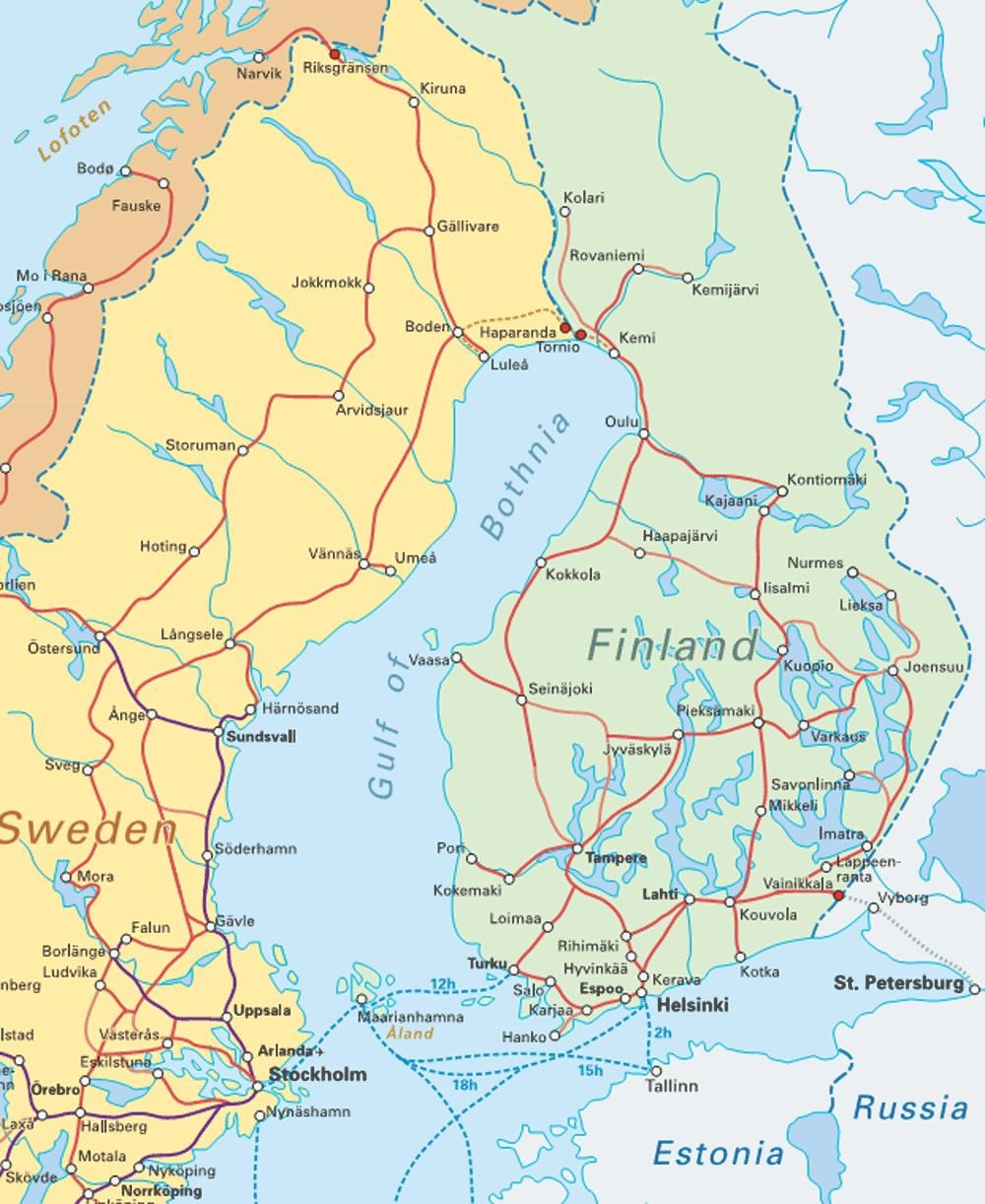 Somijā vilcienu karte