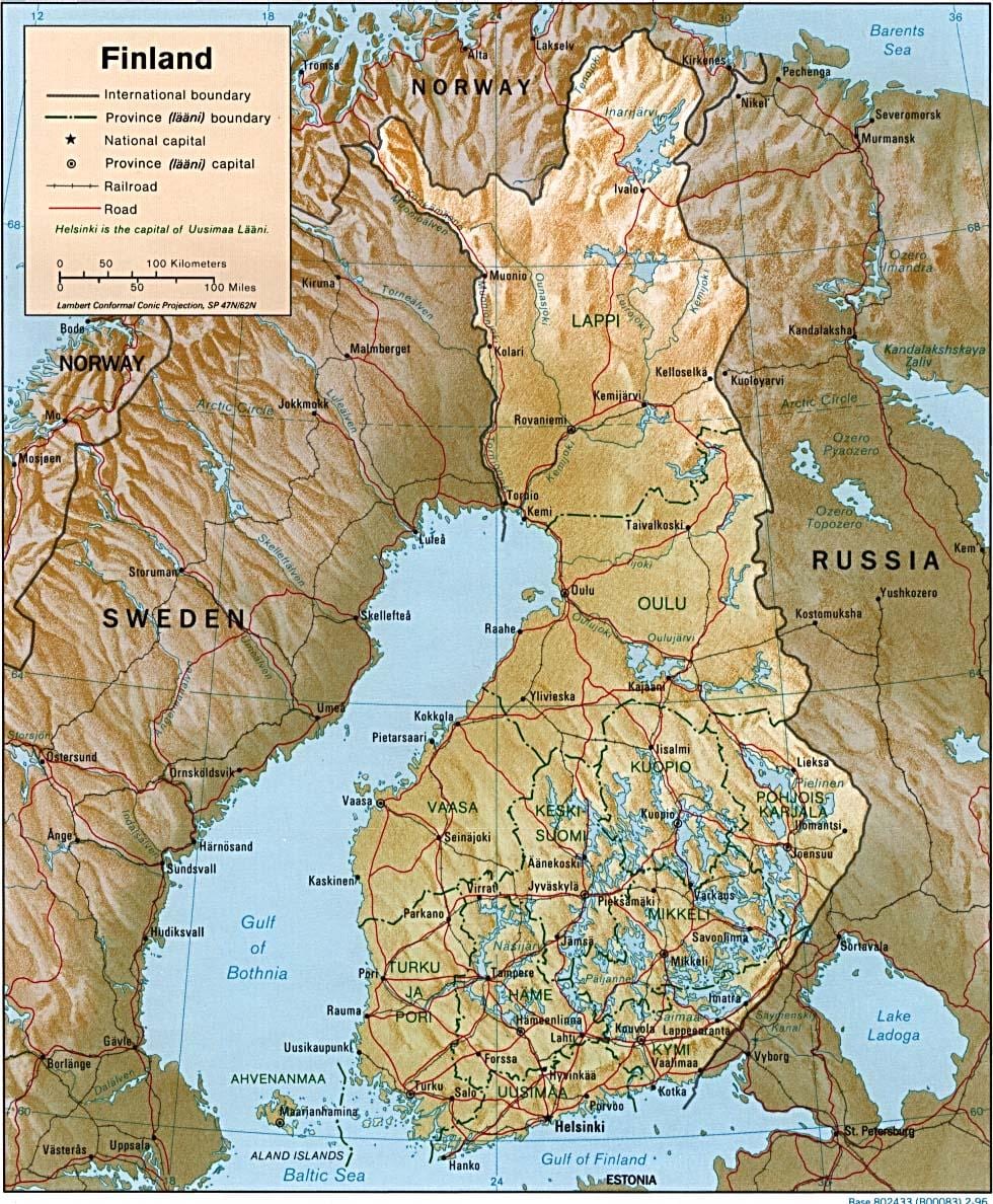 Karte Somija topogrāfiskās