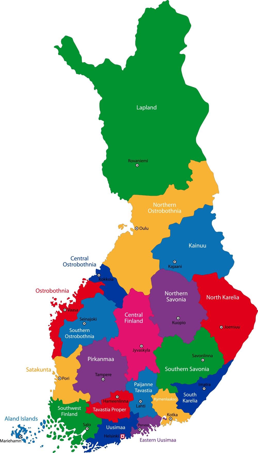 Somijā provincēs karte